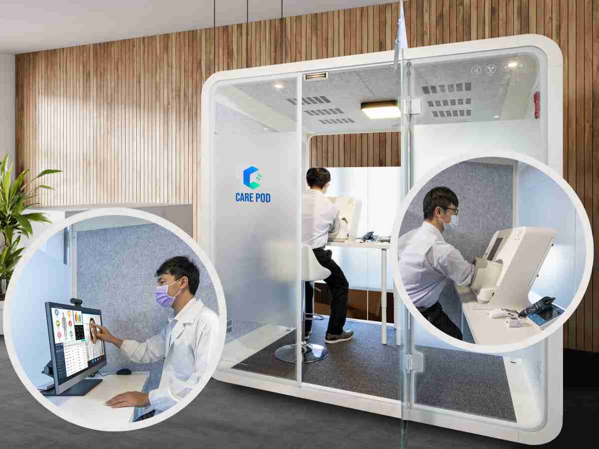 达擎于医疗科技展中展出＂远距诊疗舱＂，，，，以因应医疗数字化及社会高龄化趋势下、、、复诊及慢性病患等族群对于远距看诊需求逐渐升高所推出的创新整合方案。。。多功能合一、、高隐私性的远距诊疗舱可根据病患端与医师端的不同需求，，，，提供弹性化及客制化功能，，，节省医生和病患的精力及时间